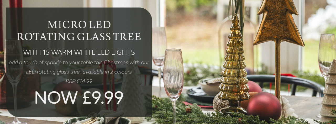 Micro LED Glass Tree with 15 Warm White LED Lights