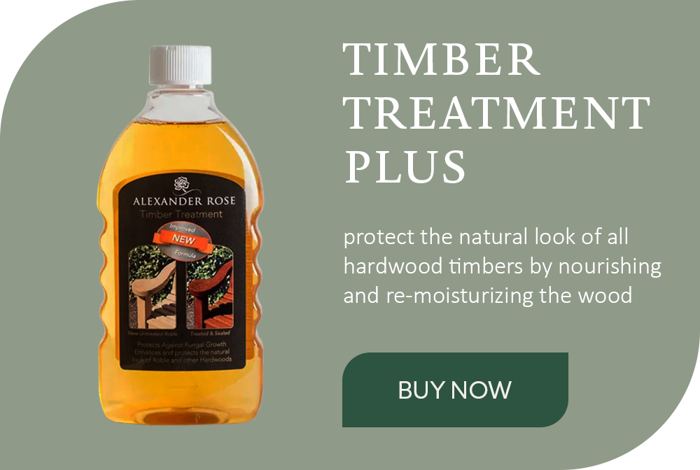 Buy Alexander Rose Timber Treatment Plus to protect your outdoor timber furniture