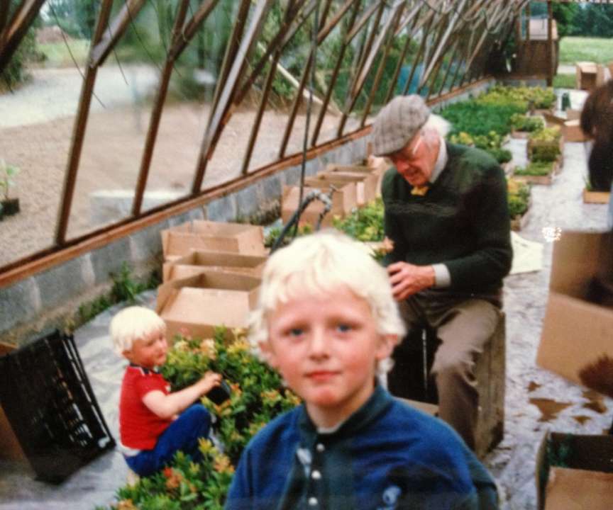 Oliver & Philip Gass help their grandfather unpack a plant delivery