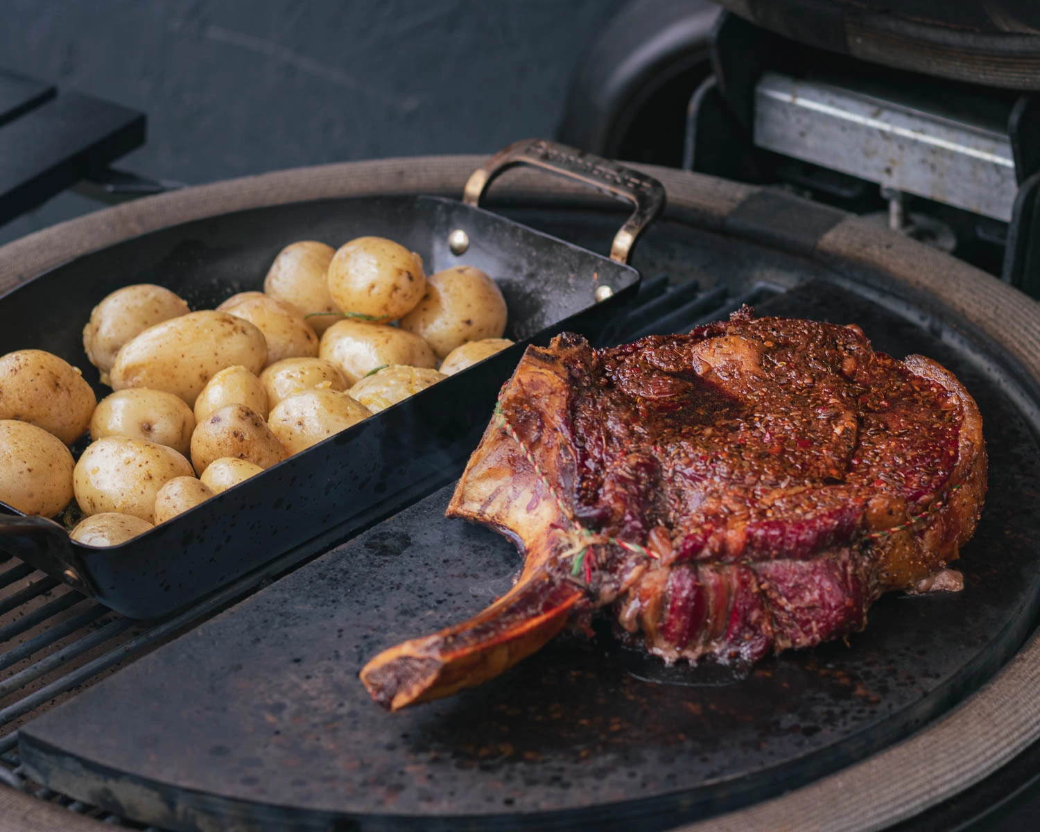 Sharing Steak on the Kamado Joe Soapstone