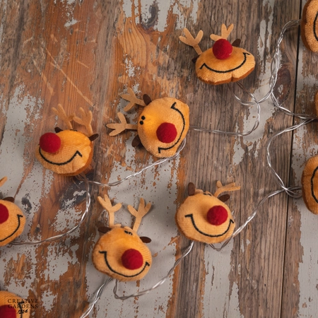 10 Fabric Brown Reindeer LED Garland - image 1