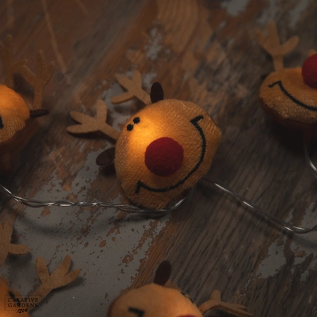 10 Fabric Brown Reindeer LED Garland - image 2