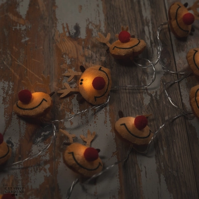 10 Fabric Brown Reindeer LED Garland - image 3