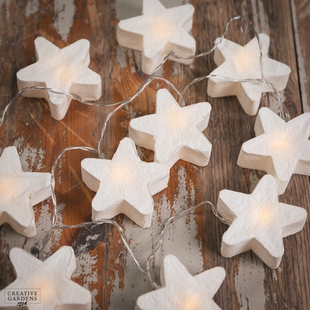 10 Paper Star String Lights - Warm White - image 1