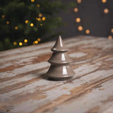 14Cm 3 Tier Ceramic Brown Christmas Tree - image 1