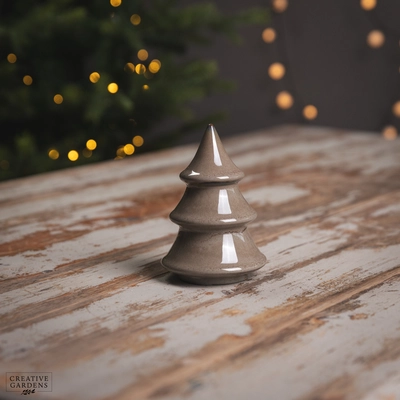 14Cm 3 Tier Ceramic Brown Christmas Tree