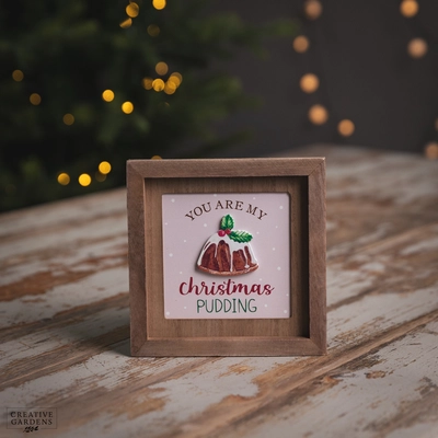 15Cm Natural Wooden Christmas Pudding Sign