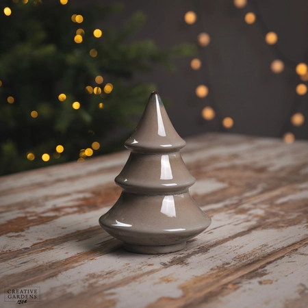 19Cm 3 Tier Ceramic Brown Christmas Tree - image 1