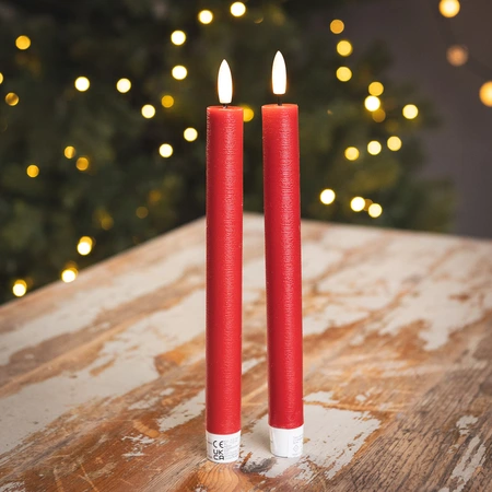 2 Set LED Wick Dinner Candle - Red - image 1