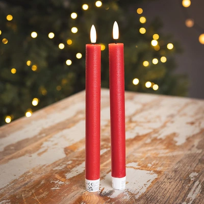 2 Set LED Wick Dinner Candle - Red - image 1
