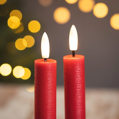 2 Set LED Wick Dinner Candle - Red - image 2