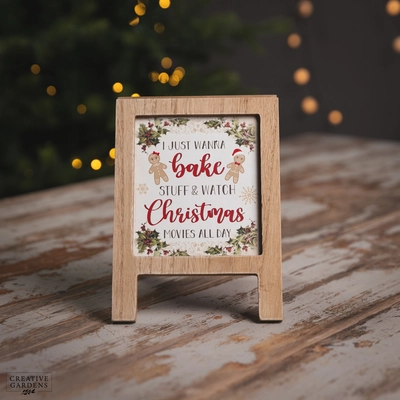 20Cm Double Sided Wooden Board Gingerbread Sign