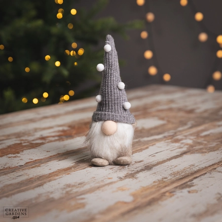 24Cm Fabric Gonk-Grey Knit Hat/Wooden Tree - image 1