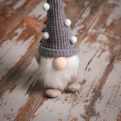 24Cm Fabric Gonk-Grey Knit Hat/Wooden Tree - image 3