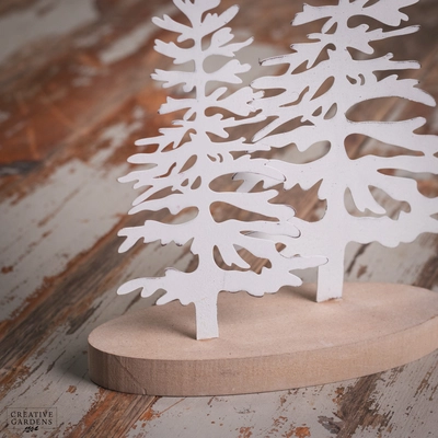 29Cm White Metal Trees On Wooden Base - image 2