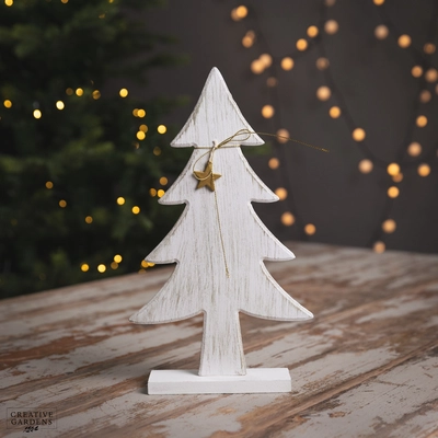 31Cm White Wooden Table Top Tree
