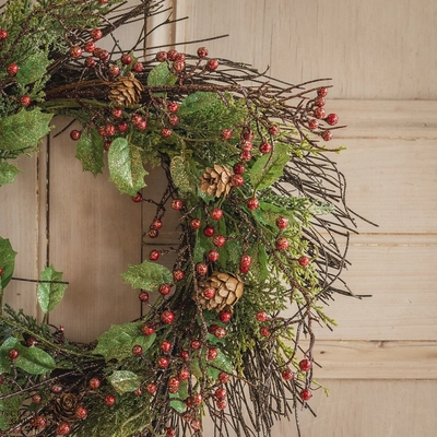 40cm Wreath with Berries & Pinecones - image 2