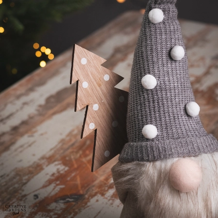 43Cm Fabric Gonk-Grey Knit Hat/Wooden Tree - image 3