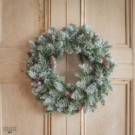 50cm Windham Frosted Wreath - image 1