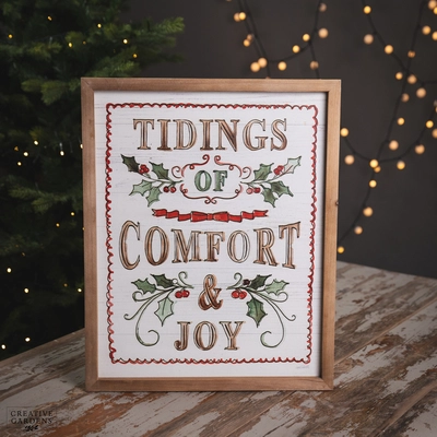 51Cm Wooden Sign With Tidings Of Comfort & Joy