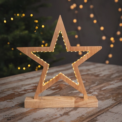 57 Micro LED Wooden Star Frame