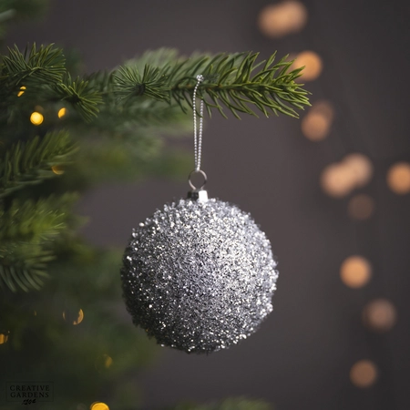 8Cm Silver Glitter Ball In Pdq