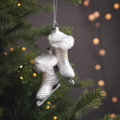 8Cm White With Fur Cuff Glass Skates