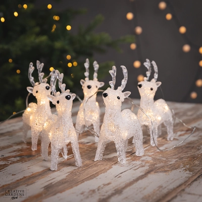 Acrylic LED Reindeer String Lights 5pk