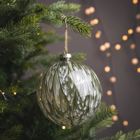 Bauble Glass Clear W Painting