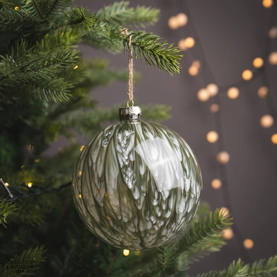 Bauble Glass Clear W Painting