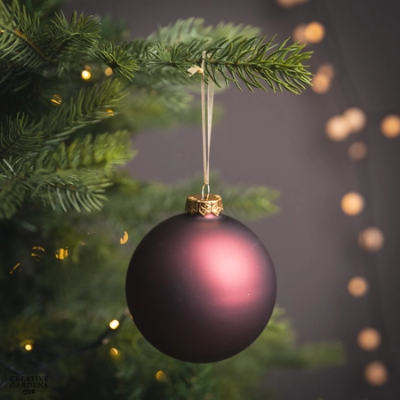 Bauble Glass Matt Maroon 10cm