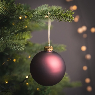 Bauble Glass Matt Maroon 10cm