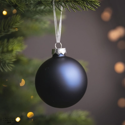 Bauble Glass Matt Night Blue 8cm