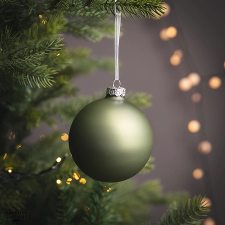 Bauble Glass Matt Rosemary Green 10cm