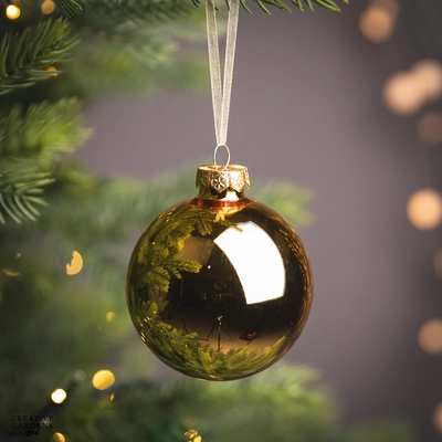 Bauble Glass Shiny Gold 8cm