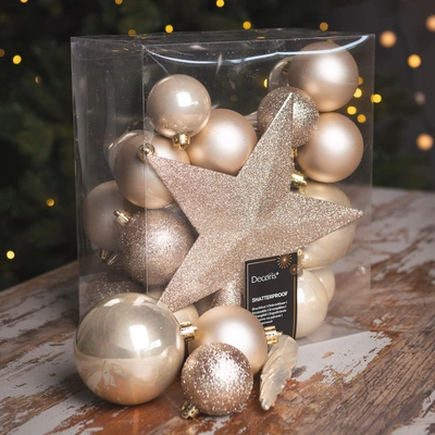Baubles Matt, Shiny & Glitter Mix - Pearl