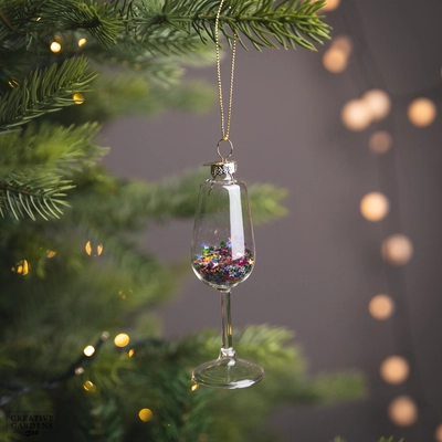 Bottle Glass with Colourful Spangles Inside