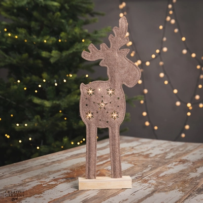 Brown Micro LED Felt Deer 48cm