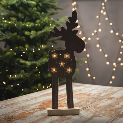 Brown Micro LED Felt Deer 48cm - image 2