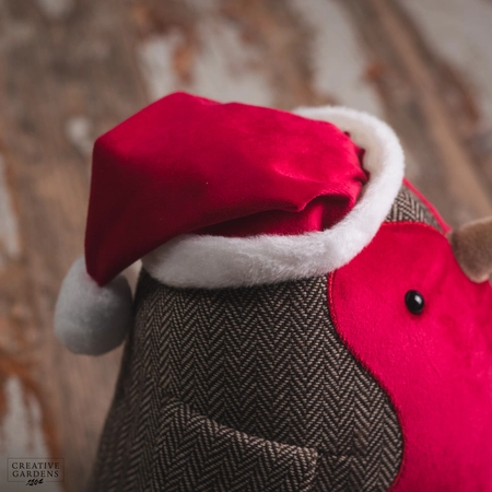 Christmas Robin With Santa Hat Doorstop - image 3