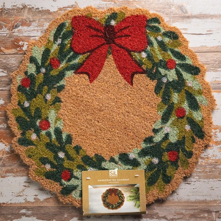 Christmas Wreath Doormat - 50cm