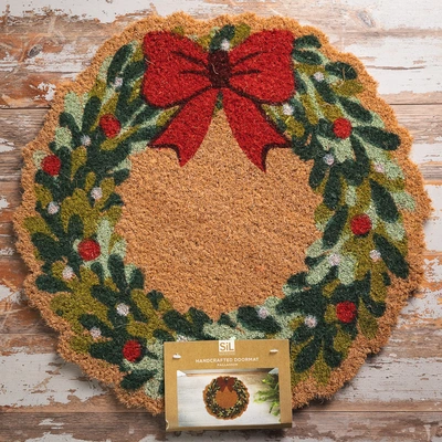 Christmas Wreath Doormat - 50cm