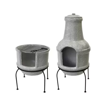 Fancy Flames Clay Chimnea with BBQ Grill