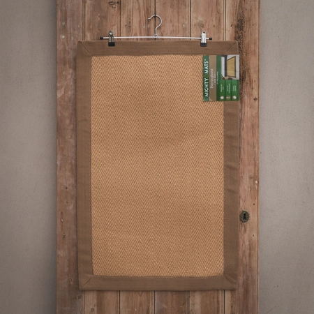 Cotton Bordered Beige Jute Mat - 90cm x 57cm - image 1