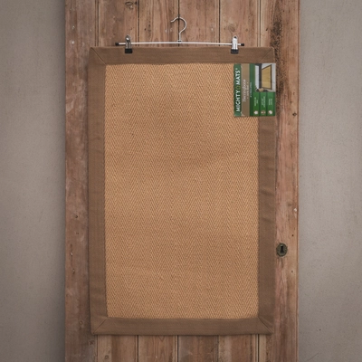 Cotton Bordered Beige Jute Mat - 90cm x 57cm