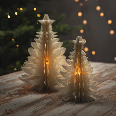 Cream Paper Tree with LED Tealight - 2 pack - image 2