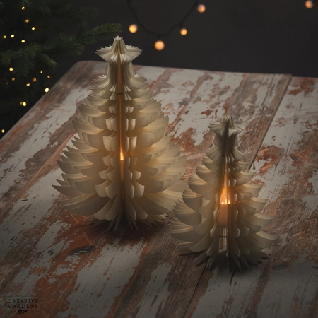 Cream Paper Tree with LED Tealight - 2 pack - image 4