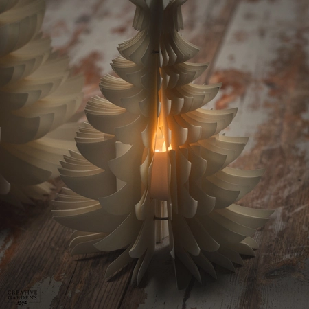 Cream Paper Tree with LED Tealight - 2 pack - image 5