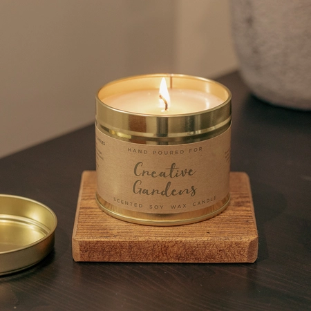 Creative Gardens Soy Tin Candle Peony & Blushed Suede - image 1