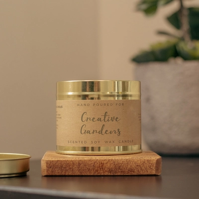 Creative Gardens Soy Tin Candle Peony & Blushed Suede - image 3